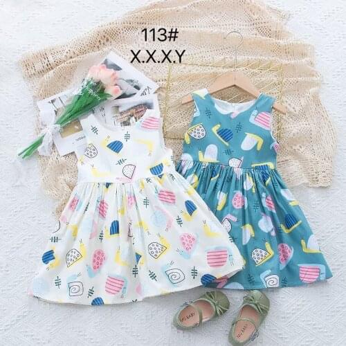 Girls Flowers Print Dresses New Fashion Baby Girl Summer Ruffles Costumes Kids Sweet Sleeveless Clothes Fancy Suits