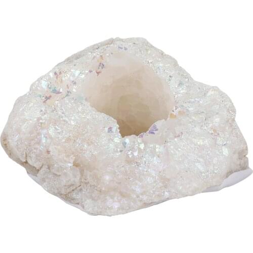 1pcs Natural Quartz Geode Candle Holders Stones Candlesticks Agate Crystal Raw Energy Home Decor Party Wedding