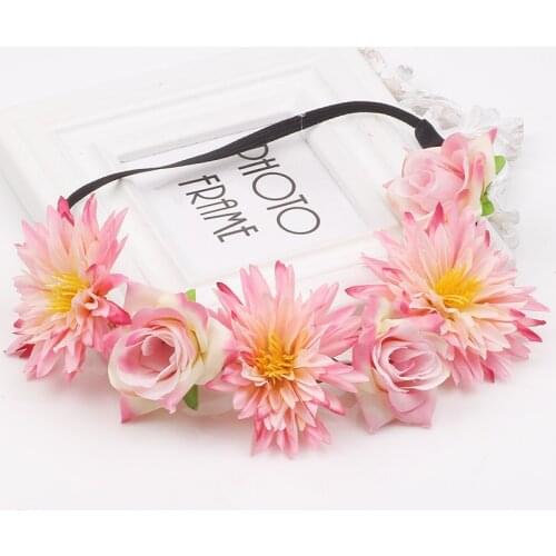 Flower Girl Halo Flowers Crown Bridal Floral Headband Wreath Headband Wedding Romantic Rose Peony Hair Accessories Bridesmaid