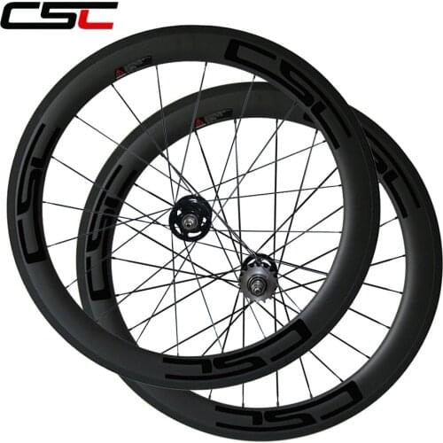CSC carbon fixed gear bicycle wheelset 25mm Width U Shape 60mm Clincher carbon Track bike wheels sapim cx ray spokes