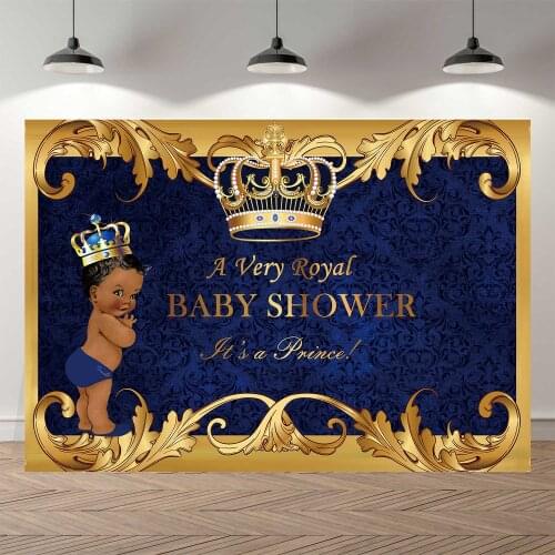 Vinyl Cloth Prince Crown Royal Blue baby Shower Studio Backgrounds Professional indoor children Photography Photo Backdrops