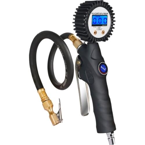 LCD high precision electronic display tube air pressure gauge for automotive tire inflatable rubber test aluminum zinc alloy