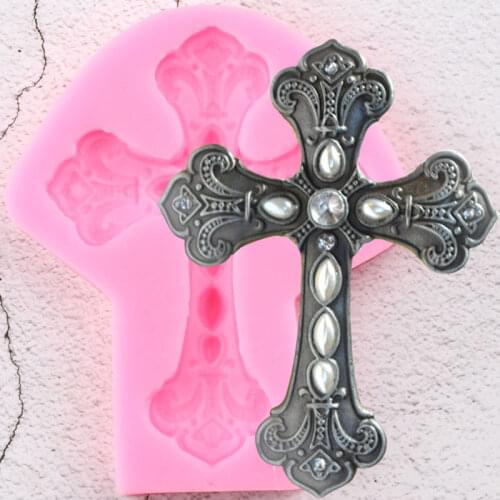Jewelry Cross Silicone Molds DIY Wedding Cupcake Topper Fondant Cake Decorating Tools Candy Resin Clay Chocolate Gumpaste Moulds