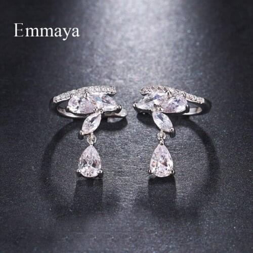 Emmaya Brand Fashion Simple AAA Zircon White Gold Color Originality Water Drop Pendant Earrings for Women Wedding Jewelry Gift