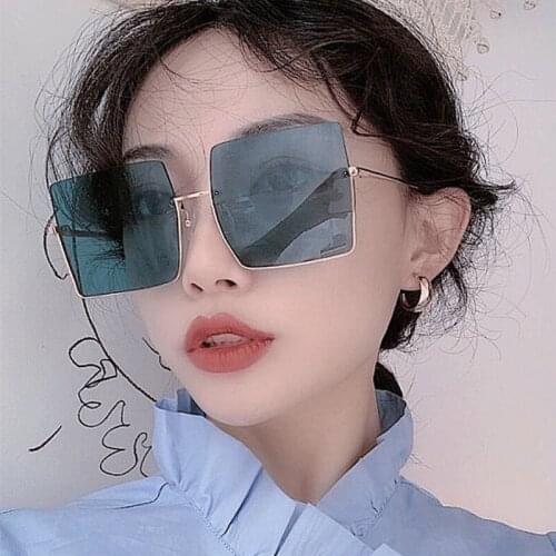 Fashion Ocean Lens Sunglasses Women 2021 Elegant Semi-Rimless Frame Material Metal Transparent Summer Glasses Female Okulary