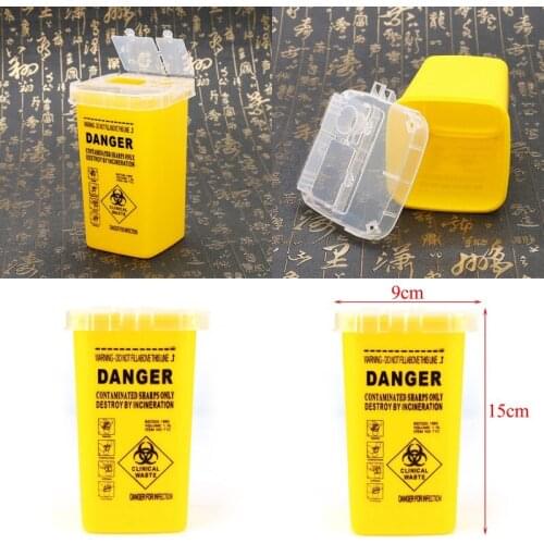 1 Pcs Yellow Medline Sharps Container Biohazard Disposal Needle Biohazard Needle Disposal for Medical Dental Tattoo 15x10x10cm