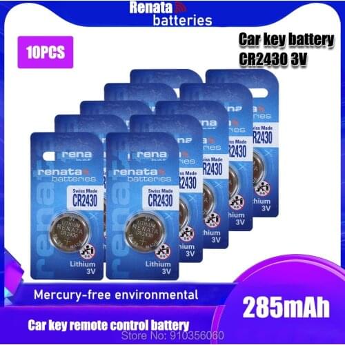 10pcs Original RENATA CR2430 2430 CR 2430 3V Lithium Battery For Smart Watch Headphone Toy scale clocks hearing aids Button Coin