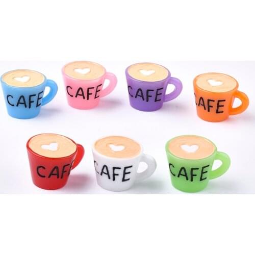 100pcs Resin Coffee Cup Pendants Mixed Color for Bracelet Necklace DIY Jewelry Handmade Making Accessories 20x31.5x24.5mm