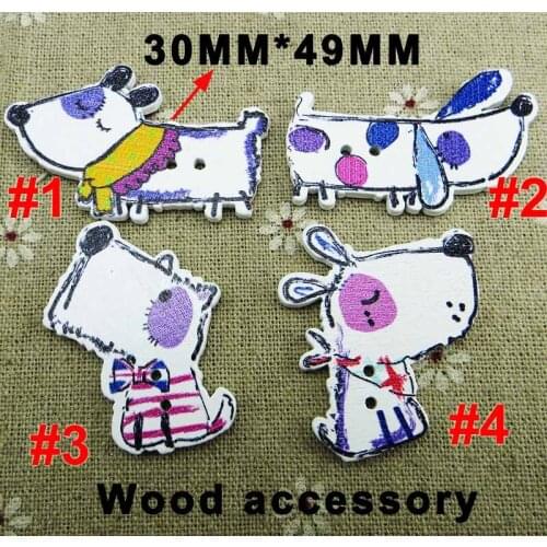 20pcs hand drawing dog buttons pattern cartoons Wood Sewing decoration Button Scrapbook charms WCF-410H