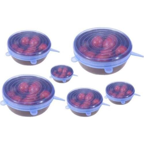 200set 6Pcs/ Set Reusable Silicone Saran Wrap Cover Lids Food Bowl Pot Stretch Kitchen Vacuum Seal Bowls SN2367