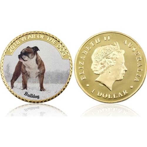 2018 Year of The Dog 24k Gold Plated Metal Coin 999.9 Gold Plated Souvenir Coins Art Ornament for Home Decor and Collection