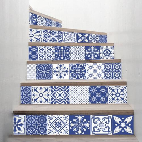 3/6/13pcs PVC Stickers Creative Stairs Stickers Simple Black White Geometric Patterns Stickers DIY Autocollant Escalier