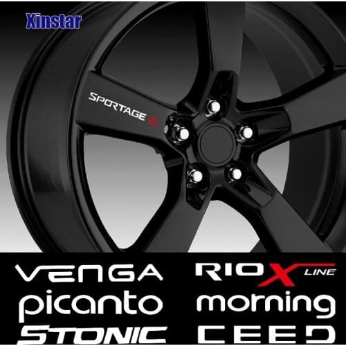 4pcs GT GTLINE Car Rim Sticker For Kia Rio SportageR Stinger Venga Ceed Soul Rioxline Srento Soul Picanto Morning Stonic Niro