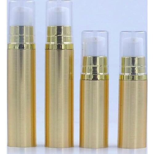 5ML gold airless bottle silver vacuum pump clear lid lotion emulsion serum sample eye essence skin care sprayer toner packing