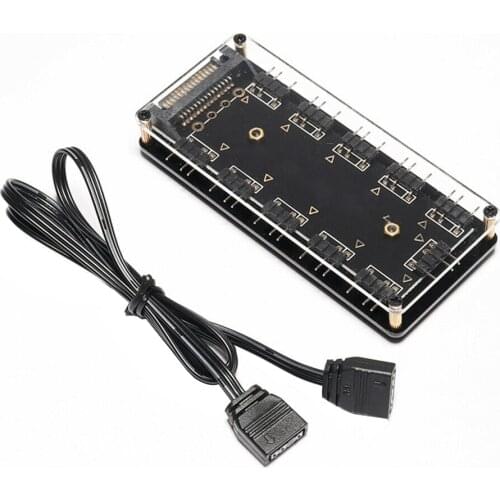 5V 3-pin RGB 10 Hub Splitter SATA Power 3pin ARGB Adapter Extension Cable for ASUS AURA SYNC MSI ASRock RGB LED with Case