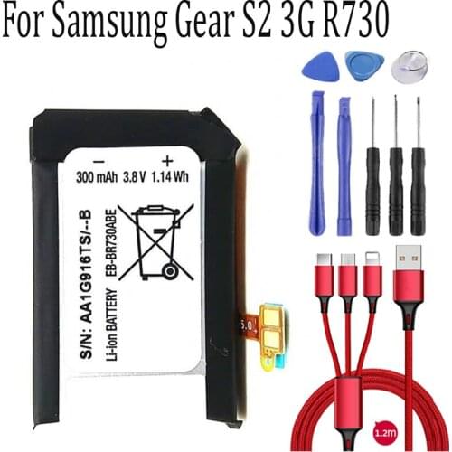 300mAh EB-BR730ABE Battery For Samsung Gear S2 3G R730 SM-R730A SM-R730V R600 R730S R730T+USB cable+toolki