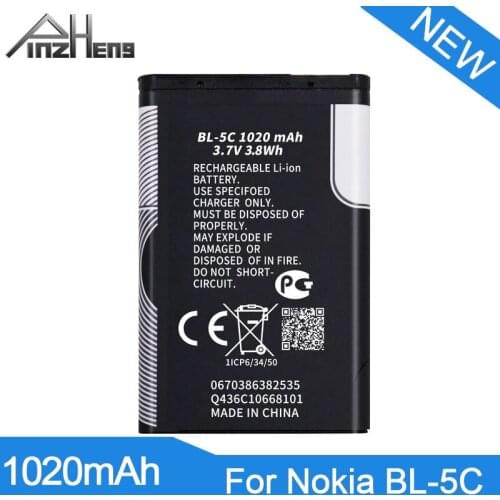 PINZHENG BL-5C Mobile Phone Battery For Nokia BL 5C BL-5C BL5C 1112 1110 6600 N70 N71 N90 Replacement Bateria BL-5C Batteries