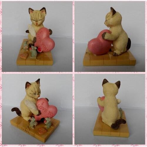 Free shipping Cat and Mouse I Love You Figures Resin toy vivid lifelike cute pet cake home office car decor party Lovers gifts