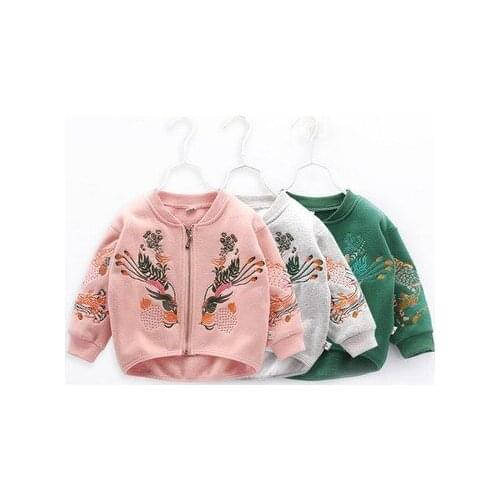 Spring Autumn Jacket Girls Coat Fashion Embroidery Zipper Child Clothes 3 4 5 6 7 Years Toddler Girls Jackets Baseball Outwear