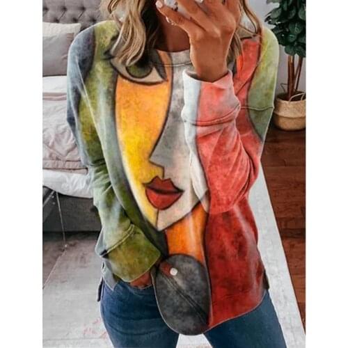 Long Sleeve T-shirts Woman Tops Autumn Clothing for Female Tees Casual Loose Pullover Patchwork O Neck Womens T Shirt 2021 New
