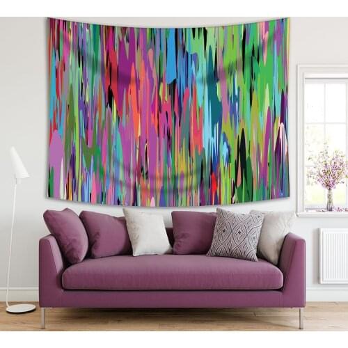Tapestry Abstract Colorful Vertical Stripes Rainbow Modern Decorative Artwork Green Purple Blue