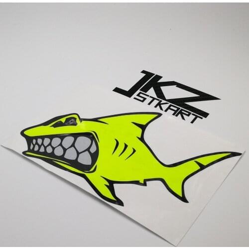 JKZ STKART Vinyl Die Cut Multi-layer Stickers Decals Cartoon Angry Shark 15cm x 11cm for ATV Motor Bike Laptop Helmet Sticker