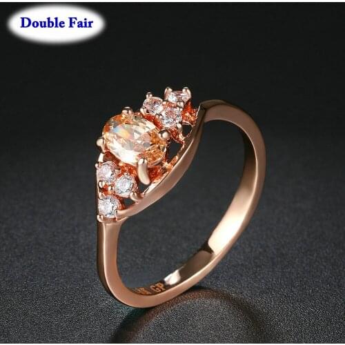 Rose Gold Color Ring Engagement Oval Cubic Zirconia Finger Rings For Women Ladies Lover Party Wedding Jewelry DWR401