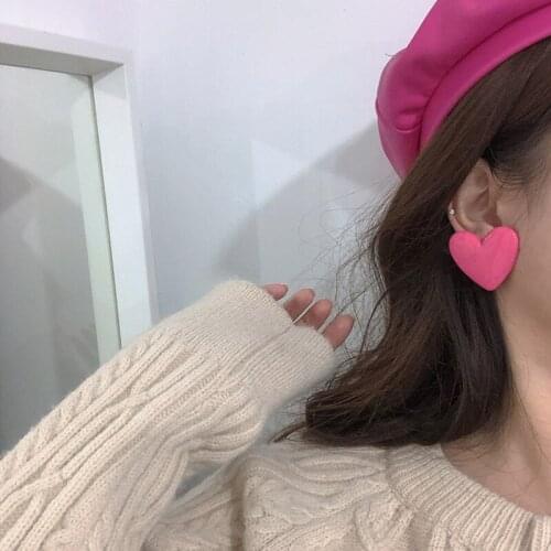 Exaggerate Big Heart Stud Earrings for Women Ear Studs Jewelry Fashion Sweet Girlfriends Gift Party Engagement Pink Brincos