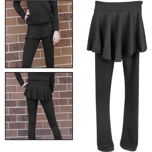 Figure Skating Practice Pants with Short Skirts Child Adult Training Skating Leggings