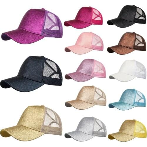 Fashion Baseball Caps Unisex Men Women Sequins Beach Adjustable Baseball Cap Hip Hop Hat Gorra Casual Ponytail Baseball Sun Hat