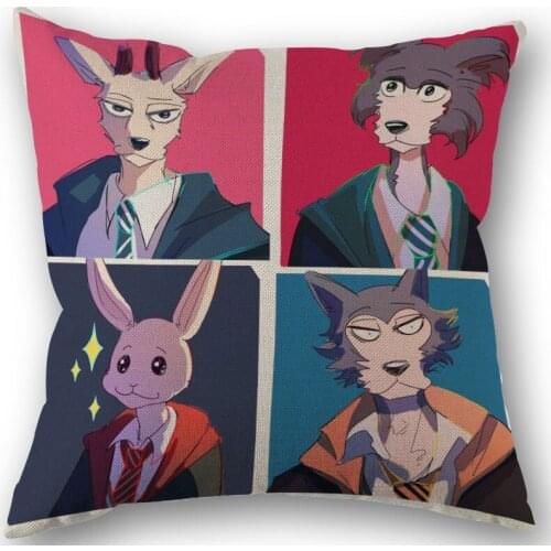Nice BEASTARS Pillowcase Cotton Linen Fabric Square Zipper Pillowcase 45X45cm Wedding Decorative Pillow Cover