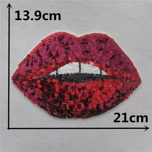 New arrive fashion red lip hot melt adhesive applique embroidery patches DIY clothing accessory 1pcs sell free shipping