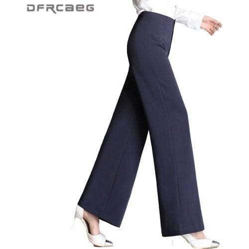 New Arrivals Loose Wide Leg Pants For Women 2021 Spring High Waist Casual Work Elegant Plus Size Full Trousers Female 4XL