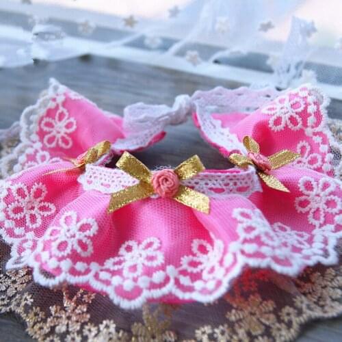 Fashion Princess Lace Flower Pet Cat Collar Scarf Necklace Adjustable Dog Flower Bib Wedding Cat Collars Bells Pet Supplies