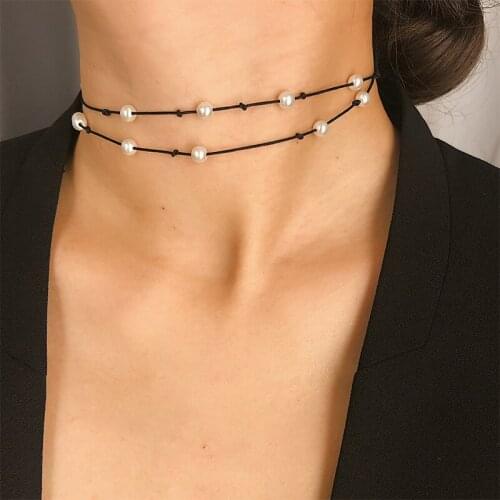 Retro Simple Hand Woven Pearl Pendant Necklace Lady Choker Necklace Jewelry Gift Fashion Womens Party Accessories