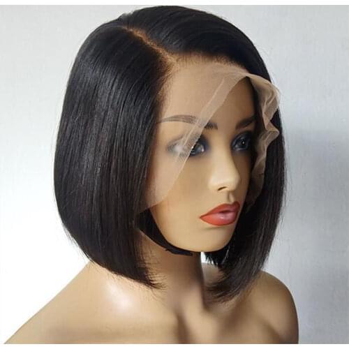 Angelbella Side Part Bob Wig Lace Front Human Hair Wigs 150 Density Brazilian Straight Short Bob Lace Part Wig For Black Women