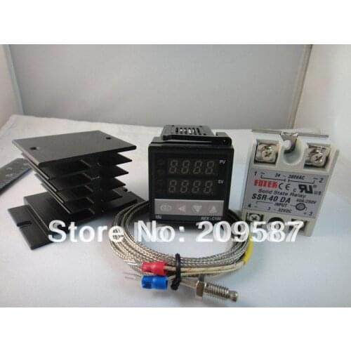 100-240VAC PID Temperature Controller + Max.40A SSR + Heat Sink + 2m K probe
