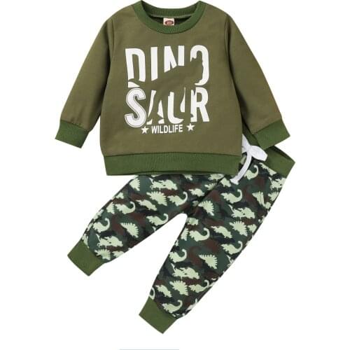 Ma&Baby 3-24M Infant Toddler Baby Boys Clothes Set Dinosaur Long Sleeve Tops Pants Outfits Casual Autumn Spring Clothing DD40
