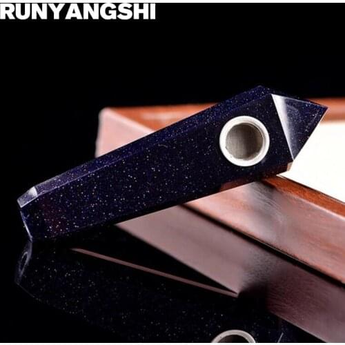 Runyangshi Crystal Smoking Pipe Strainer Quartz Stone Wand 1 Pc Smoke Pipe High Quality Blue Sandstone YL08