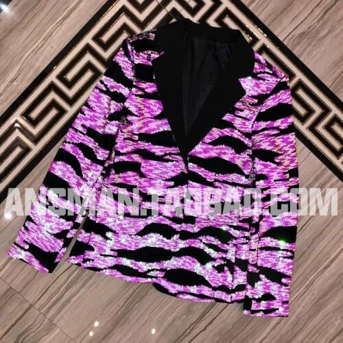 S-6XL!!Nightclub male singer stage performance clothing men dazzle fantasy pink slim suit host dress men