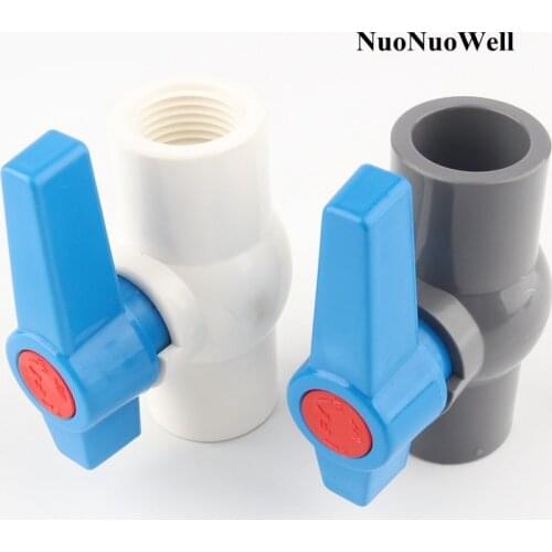 25pcs 20mm PVC Ball Valve 1/2" Female Thread Globe Valve Garden Irrigation Water Pipe Connectors Aquarium Tank Tools Blue Handle