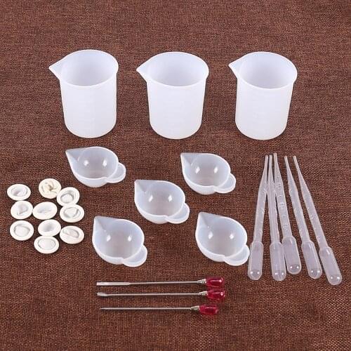 26Pcs Silicone Measuring Cup Mixing Cups Finger Cots Mixing Droppers Jewelry Craft Making Epoxy Resin Mixing Tools Set