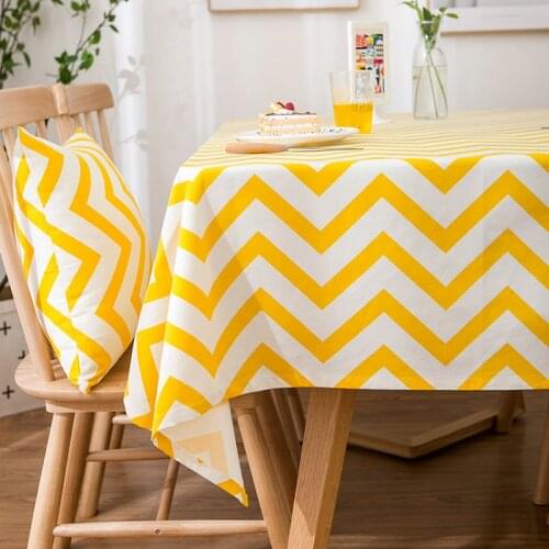 High quality luxury yellow wave cotton Linen Table cloth fashion Thick bright color hotel Wedding Dining Table Cover Cloth