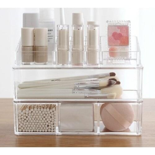 Modern simple transparent lipstick cosmetic storage box dustproof cotton brush cotton swab puff desktop storage box LX122501