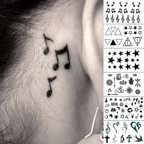Waterproof Temporary Tattoo Sticker Musical Note Star Triangle Fake Tatto Hand Arm Foot Flash Tatoo for Kid Girl Men Women