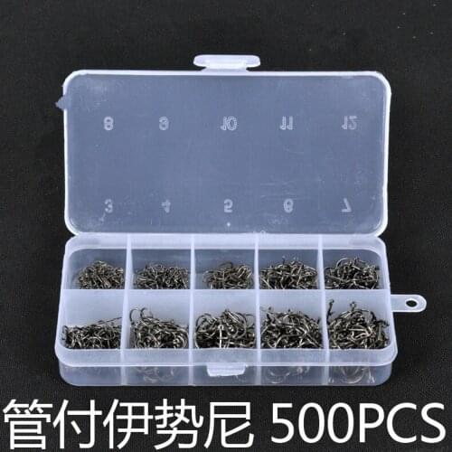 High quality Carbon Stainless 500 pieces/box Mix Sizes Fishing Hooks Japaness Brand Fishing Geer Accessories Tackle With circle