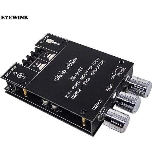 ZK-502T TPA3116D2 Bluetooth 5.0 Subwoofer Amplifier Board 2.0 Channel High Power Audio Stereo Amplifier Board 2*50W Bass AMP
