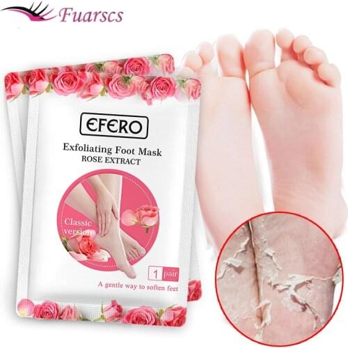 1 Pair Feet Exfoliating Foot Mask Rose Peel Moisturizing Removal Calluses Crack Heel Foot Care Pedicure Socks Whitening Foot Spa