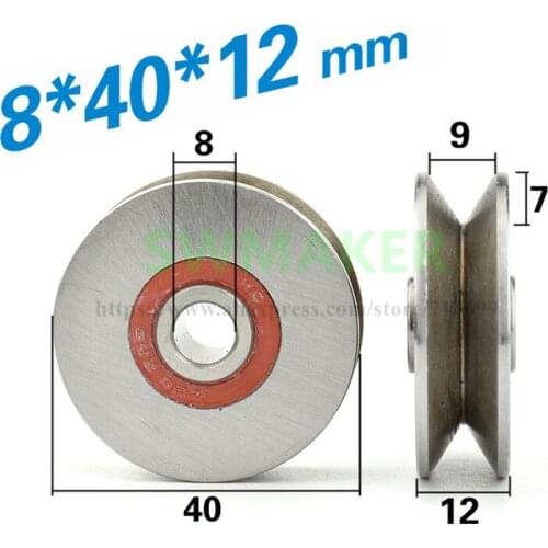1pcs 8*40*12mm V groove bearing pulley, groove, over wire, wire rope guide wheel, groove lifting wheel, rolling V9