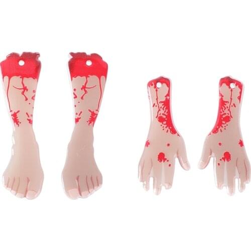 10Pcs BLood Feet And Hands Horror Halloween Charms Acrylic Jewlery Findings For Earring Necklace Diy Making